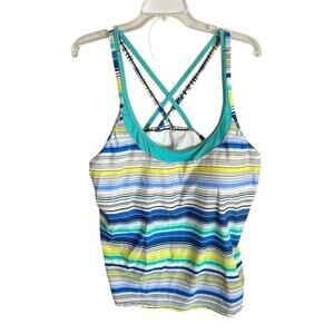 South Point Women's Plus Size 20W‎ Multicolor Striped Tankini Swim Top